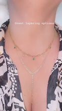 Load and play video in Gallery viewer, Dangling diamond and emerald necklace
