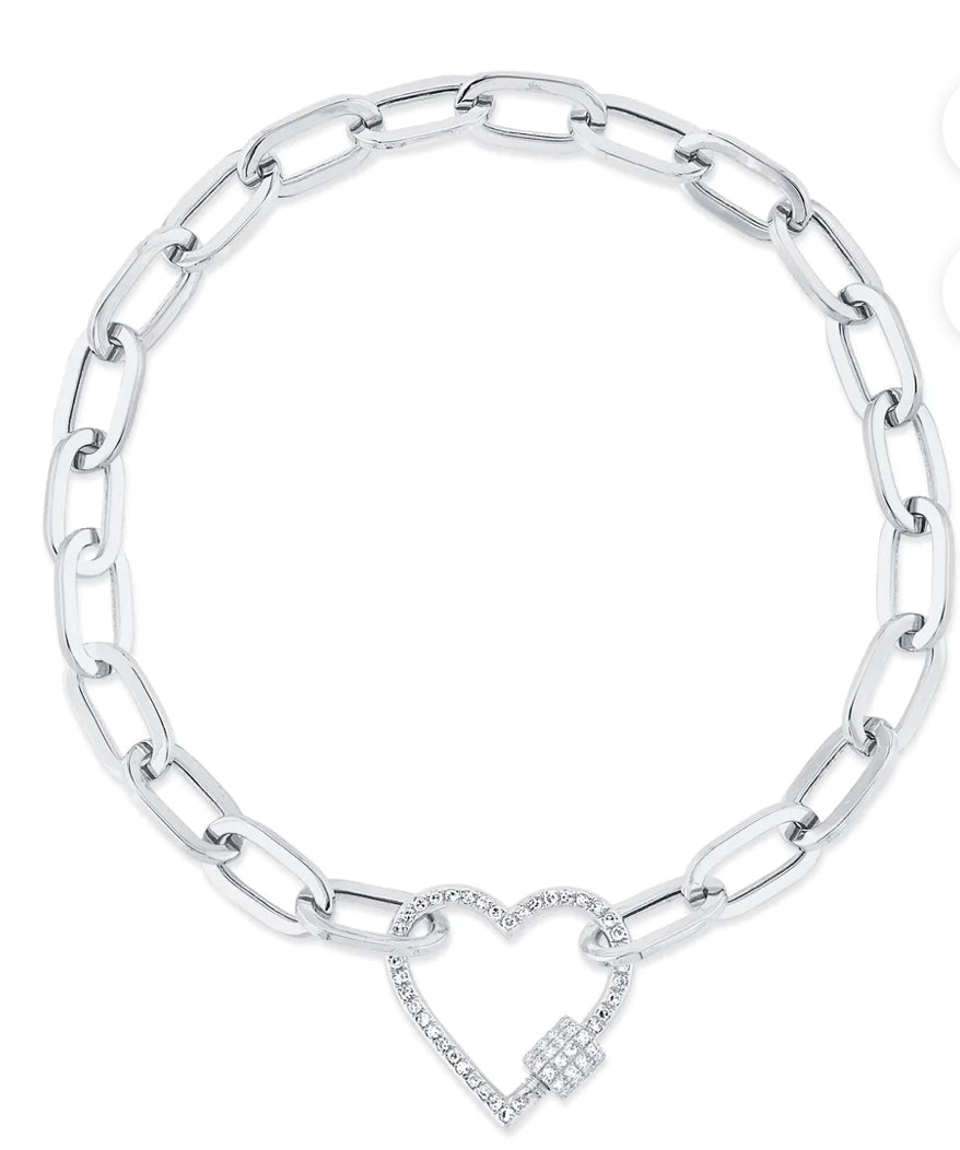 Diamond Heart Lock Bracelet
