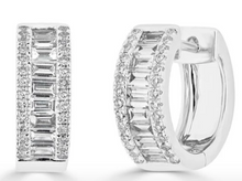 Load image into Gallery viewer, Diamond Baguette Huggie Earrings