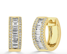 Load image into Gallery viewer, Diamond Baguette Huggie Earrings