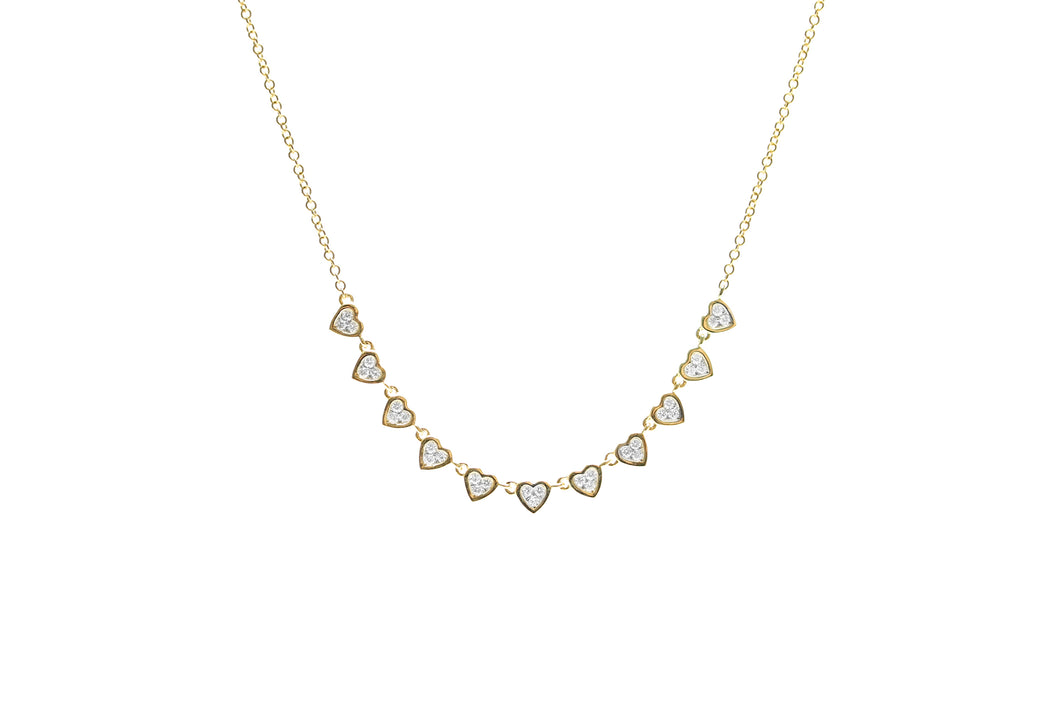 DIAMOND HEARTS BEZEL NECKLACE