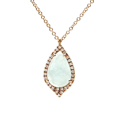 Diamond Aquamarine Charm Necklace