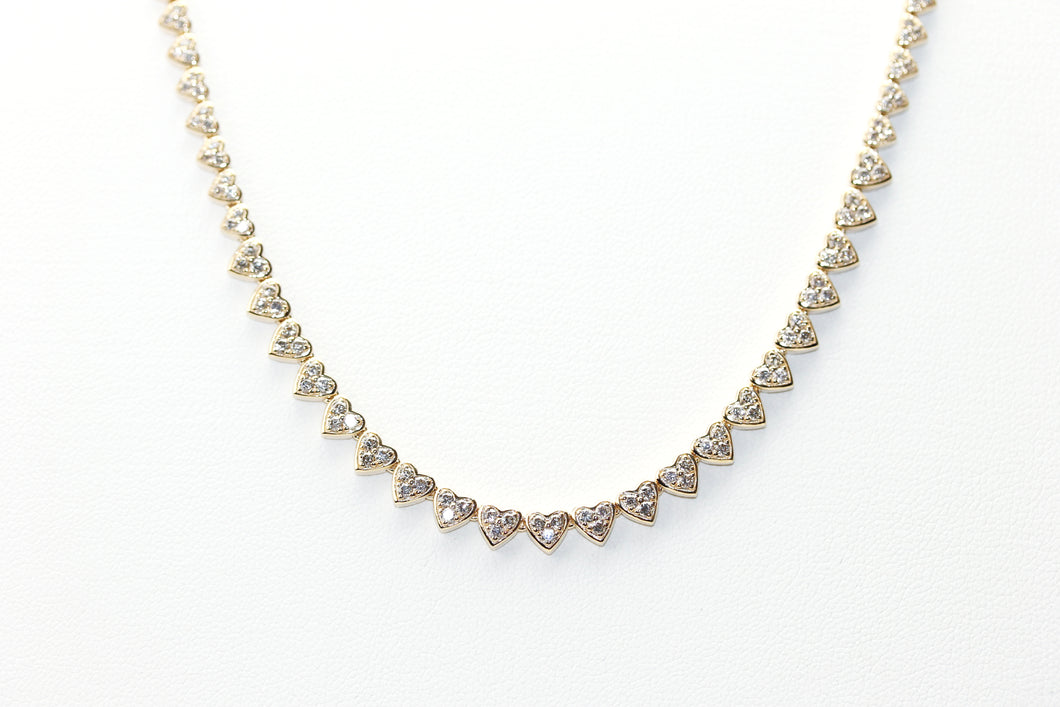 Diamond Hearts Tennis Necklace