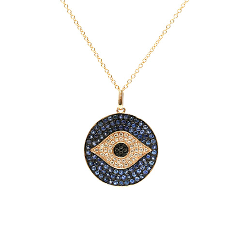 Diamond & Sapphire Eye Charm Necklace