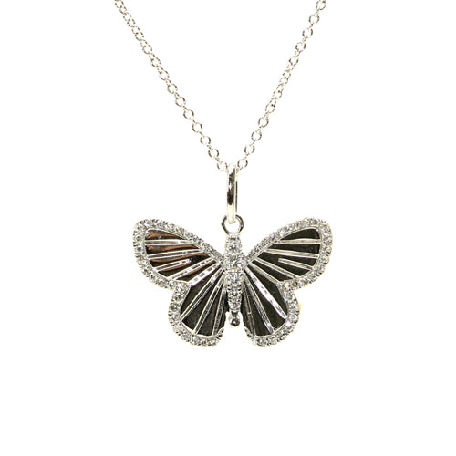 Diamond Reflective Butterfly Charm Necklace