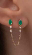 Load image into Gallery viewer, Emerald Diamond Double Piercing Earring
