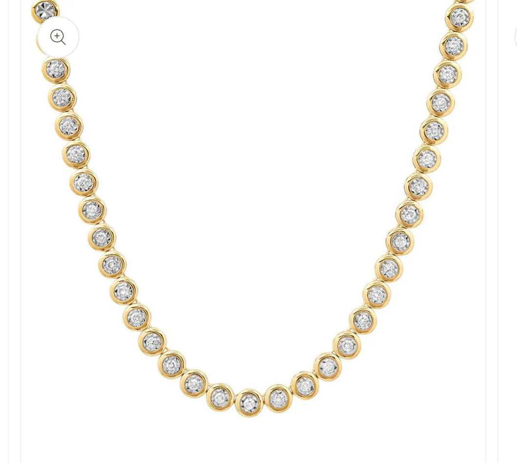 Diamond bezel tennis necklace
