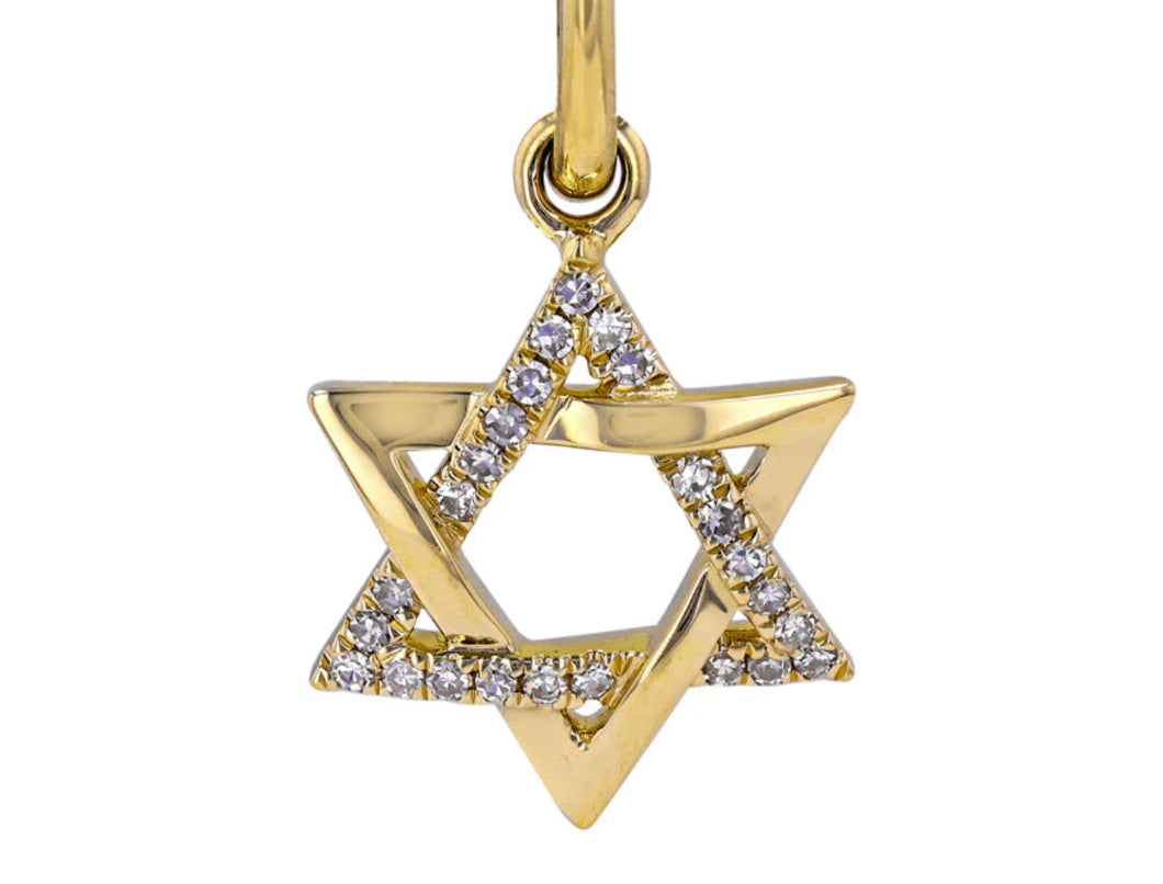 14kt Gold Half Pave Diamond Star of David Pendant