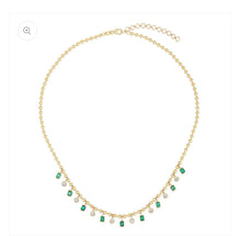 Load image into Gallery viewer, Diamond and Emerald Dangling Necklace
