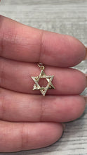 Load image into Gallery viewer, 14kt Gold Half Pave Diamond Star of David Pendant
