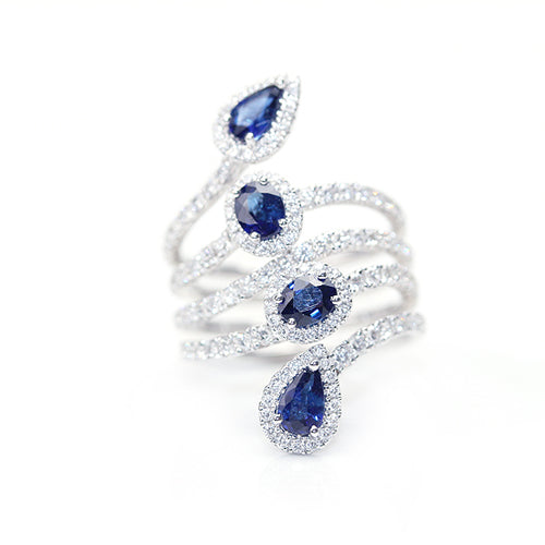 Sapphire Diamond Spiral Ring
