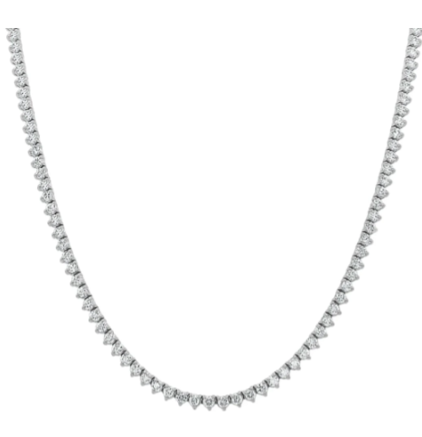 14 kt white gold 3 prong diamond tennis necklace