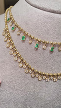 Load and play video in Gallery viewer, Diamond and Emerald Dangling Necklace
