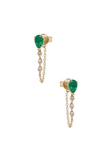 Load image into Gallery viewer, Emerald teardrop and diamond earrings
