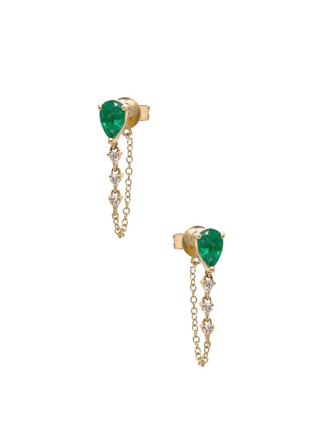 Emerald teardrop and diamond earrings