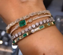 Load image into Gallery viewer, EMERALD BAGUETTE AND DIAMOND BANGLE
