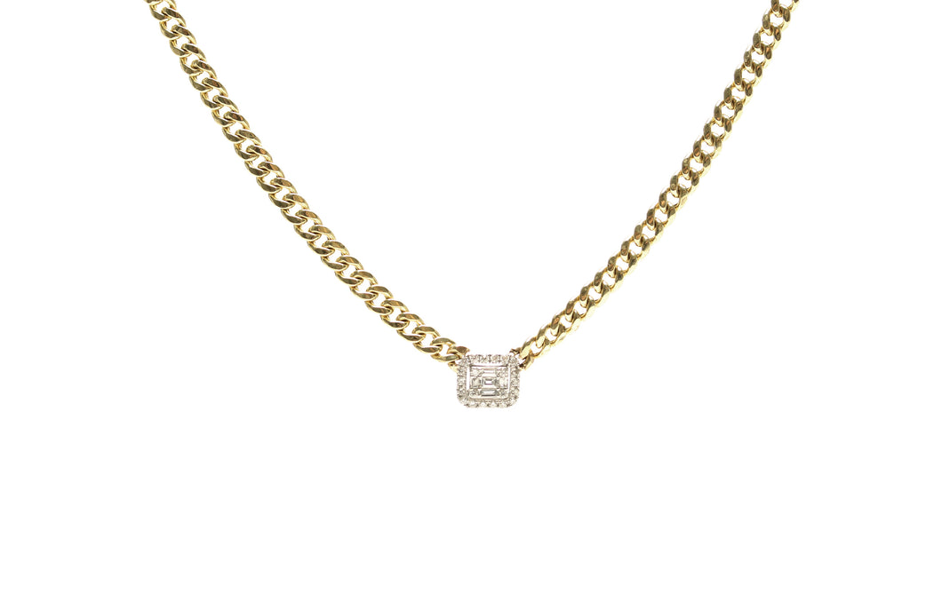 Diamond Cluster Pendant on Cuban Chain