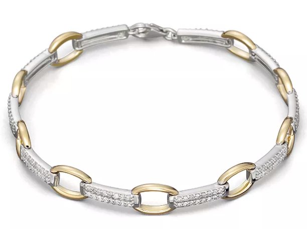 Two tone diamond link bracelet