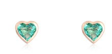 Load image into Gallery viewer, HEART CUT EMERALD STUDS
