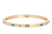 Load image into Gallery viewer, EMERALD BAGUETTE AND DIAMOND BANGLE
