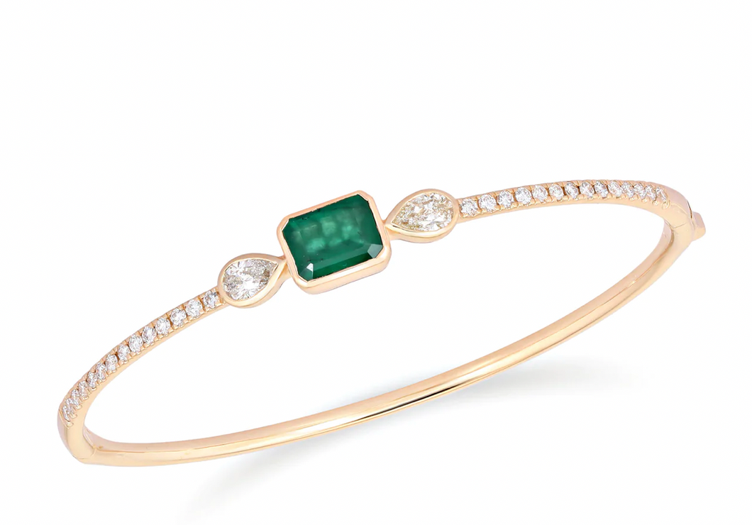 Emerald Pear Diamond Bangle