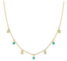 Load image into Gallery viewer, Diamond Turquoise Dangling Necklace
