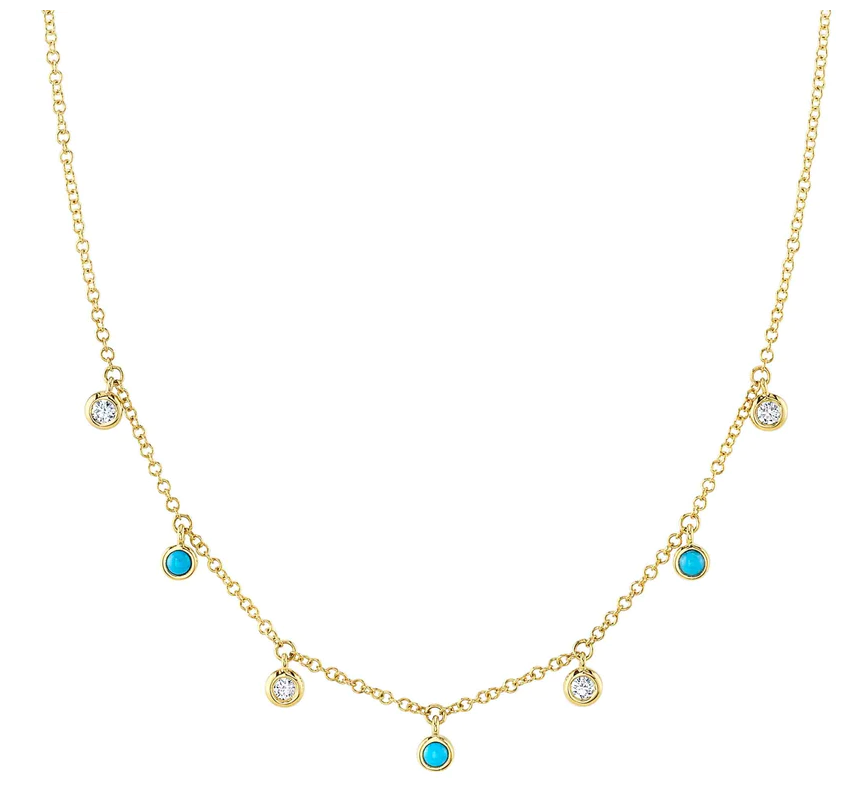 Diamond Turquoise Dangling Necklace