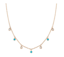Load image into Gallery viewer, Diamond Turquoise Dangling Necklace
