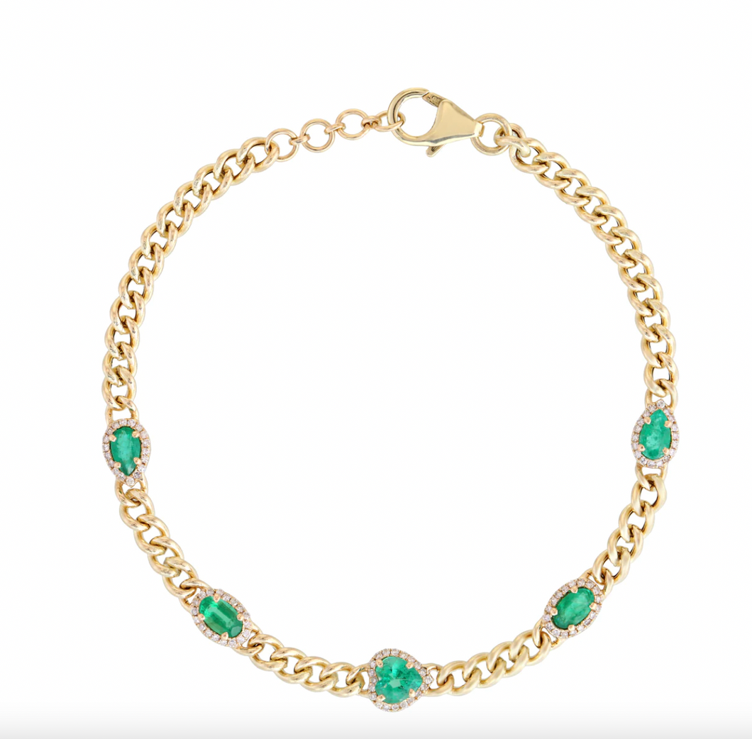Emerald and Diamond Cuban Bracelet