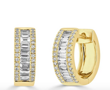 Load image into Gallery viewer, Diamond Baguette Huggie Earrings
