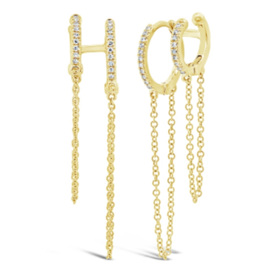 Diamond Double Huggie Earrings