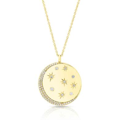 Diamond Moon and Stars Pendant